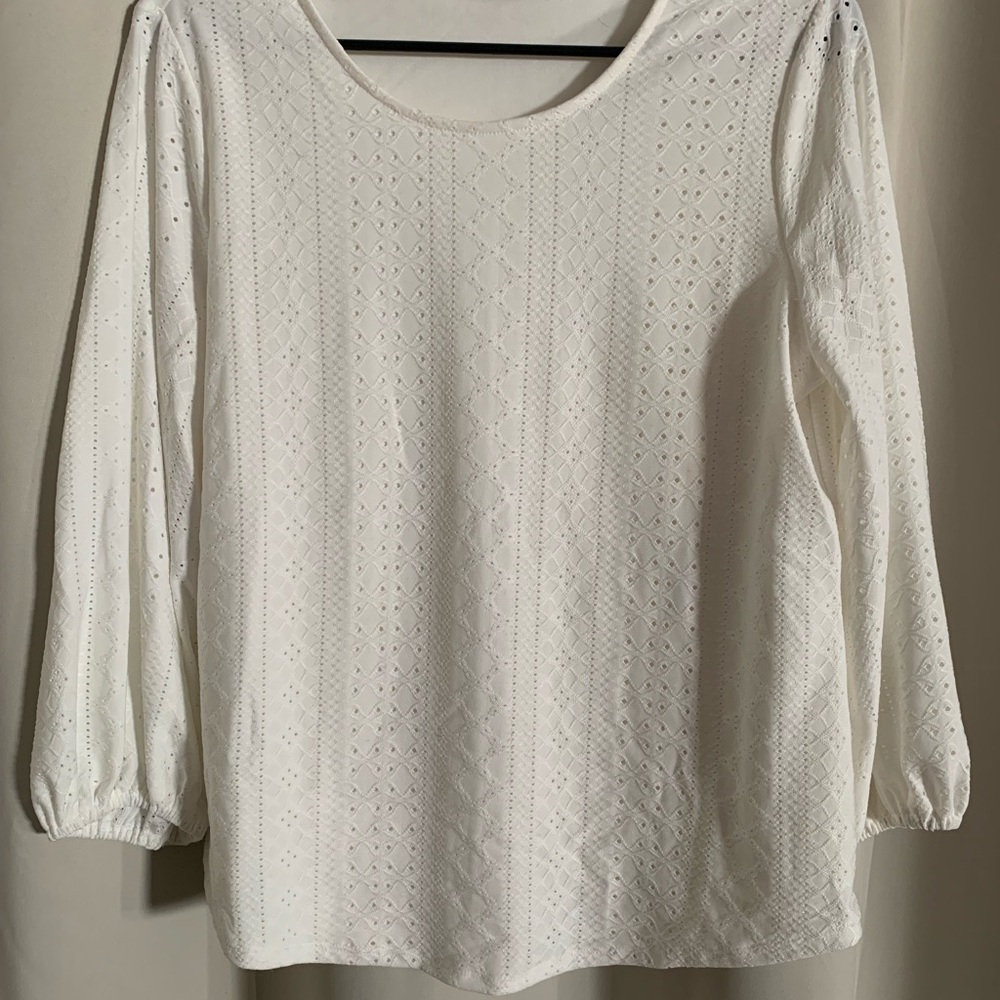 Elegant White Eyelet Women's Top